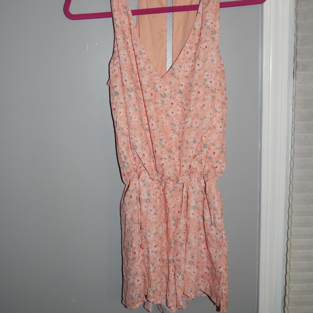 Pink Lily Won't Break Your Heart Peach Floral Romper